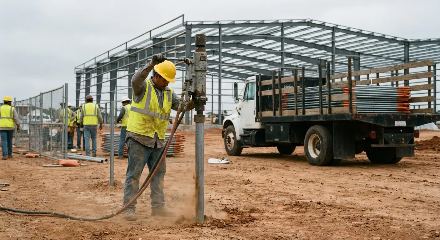 Industrial fencing installation site in Madera, CA