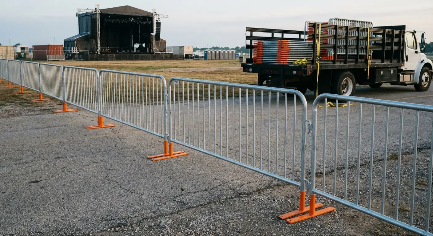 Crowd control barricade setup in Madera, CA
