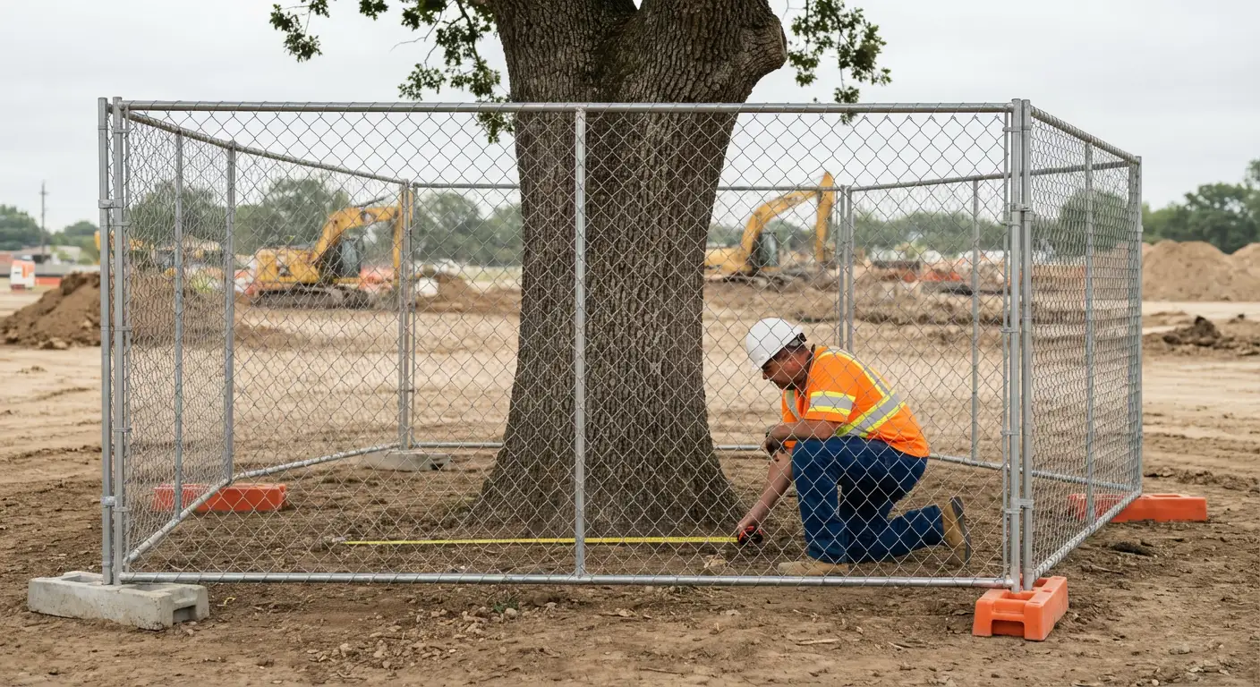 Tree protection zone fencing installation in Madera, CA