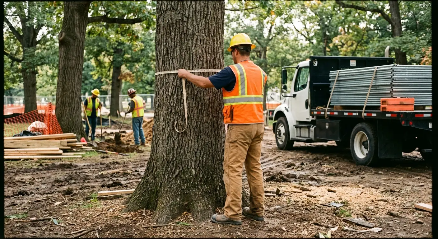 Tree protection zone fencing installation in Madera, CA