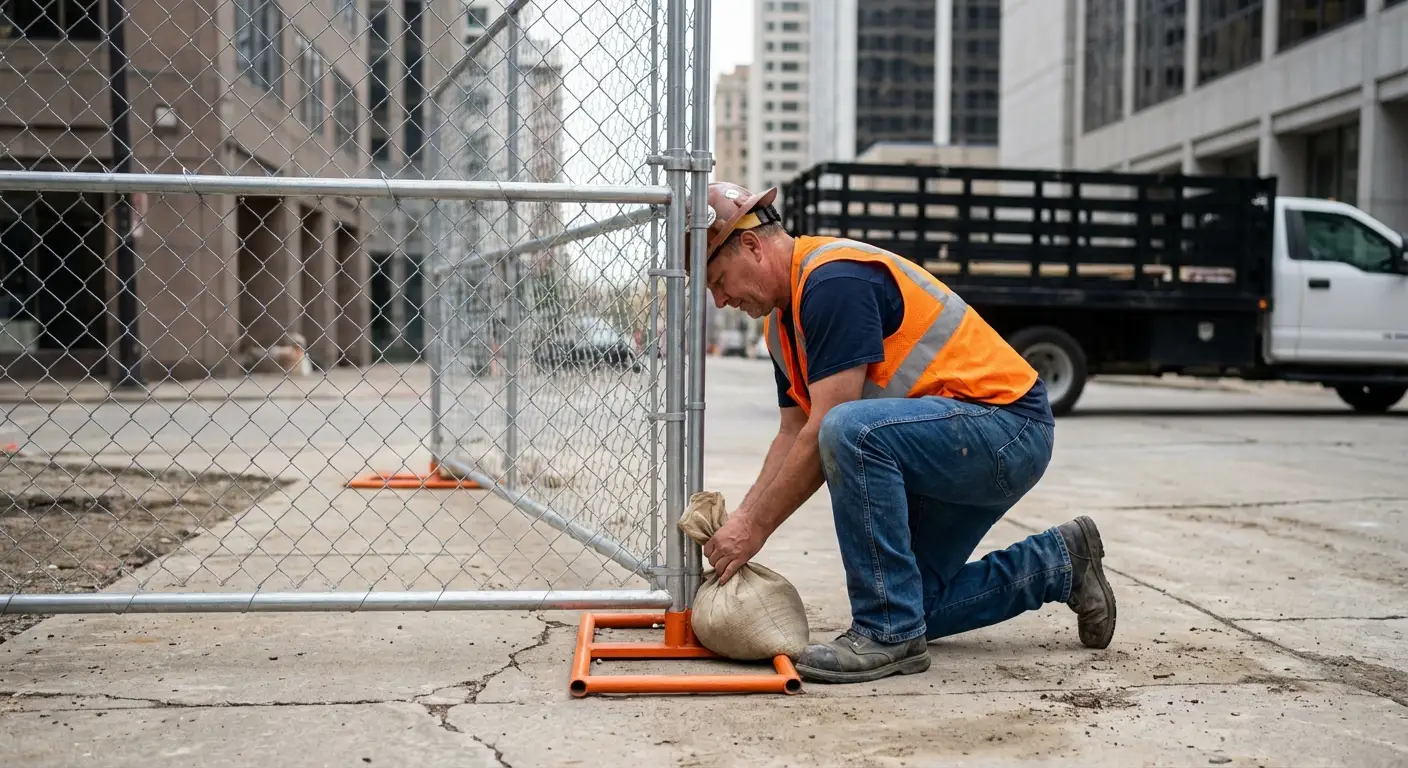Temporary fence installation in Downtown Madera area