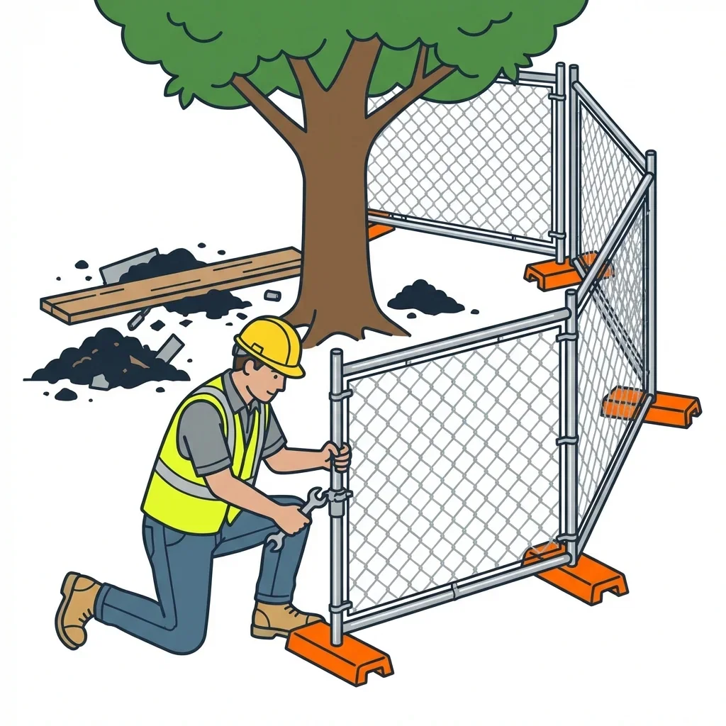 Infographic detailing common tree protection violations and prevention in Madera, CA