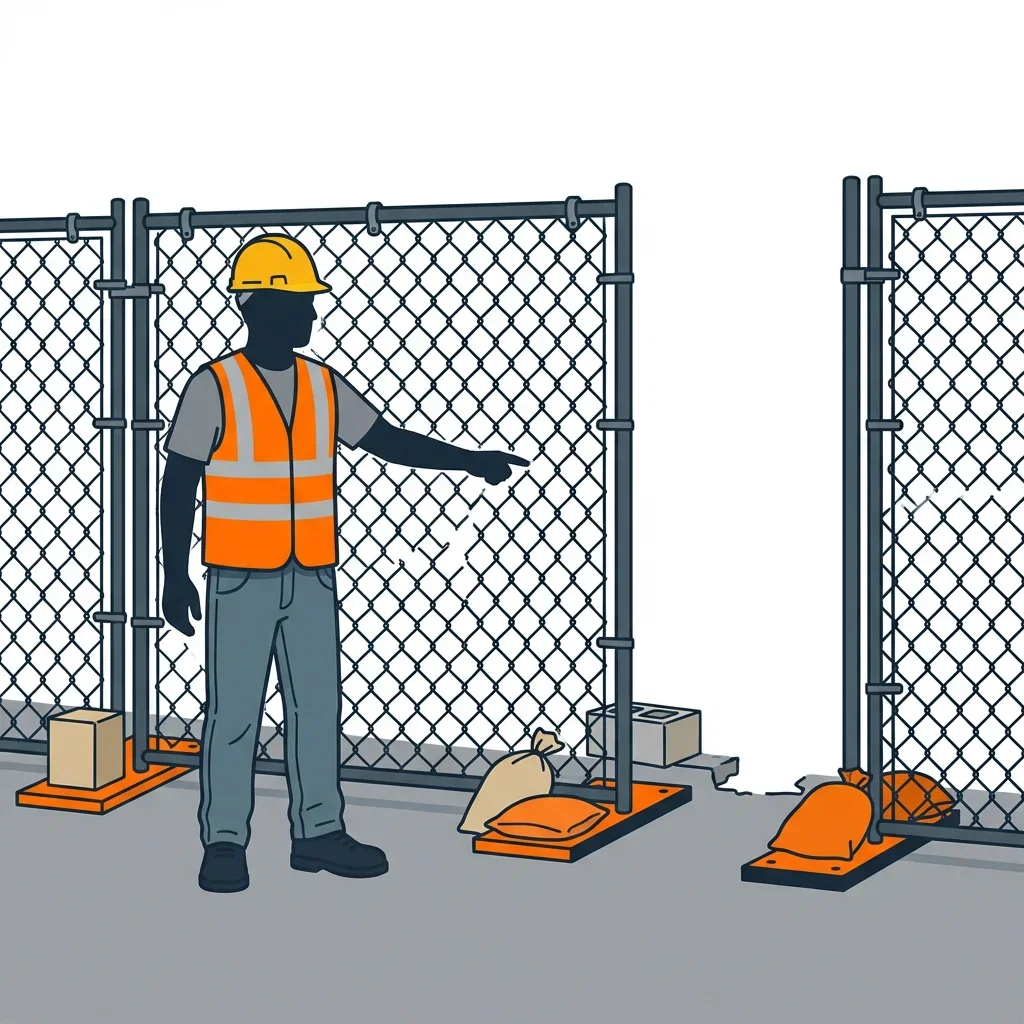 Diagram illustrating common construction site perimeter vulnerabilities in Madera, CA